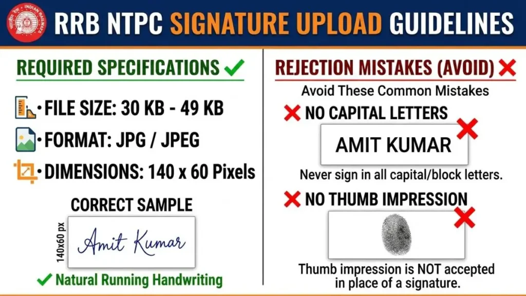 rrb ntpc signature size and format