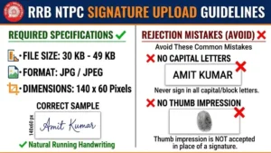 RRB NTPC Signature Size and Format Guide 2026: KB, Pixels और Rejection Rules